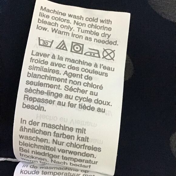 J Crew Navy Blue Cream Polka Dot Silky Peplum Crepe Fitted Button Up Down Top 10 - Picture 9 of 9